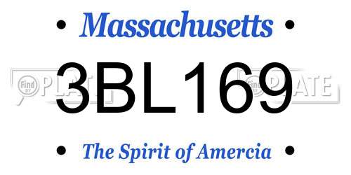 3BL169 Massachusetts License Plate