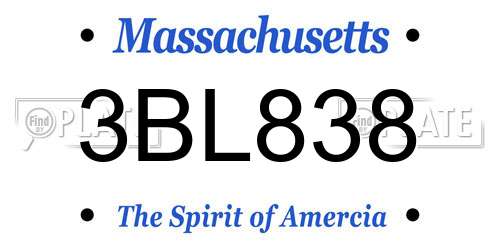 3BL838 Massachusetts License Plate