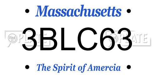 3BLC63 Massachusetts License Plate