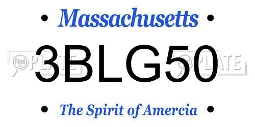 3BLG50 Massachusetts License Plate