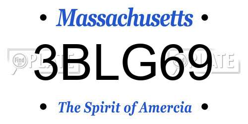 3BLG69 Massachusetts License Plate