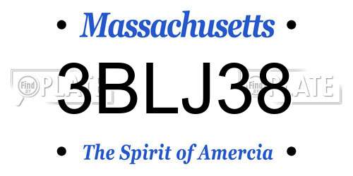 3BLJ38 Massachusetts License Plate