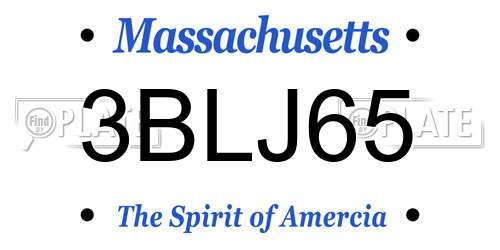 3BLJ65 Massachusetts License Plate