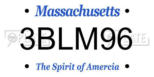 3BLM96 Massachusetts License Plate
