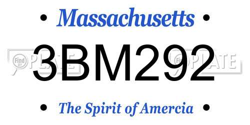 3BM292 Massachusetts License Plate