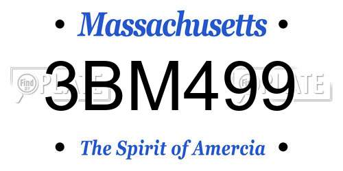 3BM499 Massachusetts License Plate