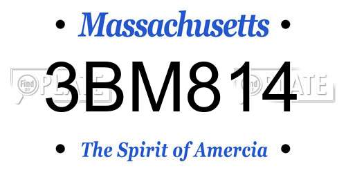 3BM814 Massachusetts License Plate
