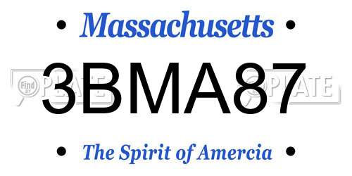 3BMA87 Massachusetts License Plate