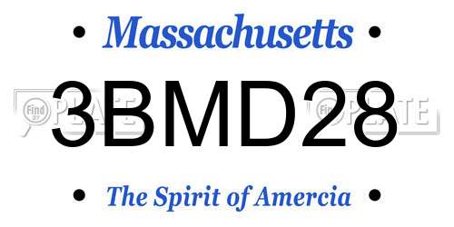 3BMD28 Massachusetts License Plate