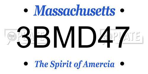 3BMD47 Massachusetts License Plate