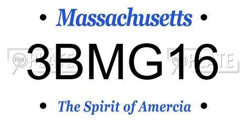 3BMG16 Massachusetts License Plate