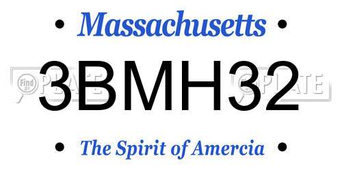 3BMH32 Massachusetts License Plate