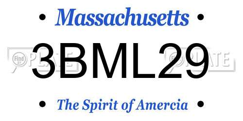 3BML29 Massachusetts License Plate