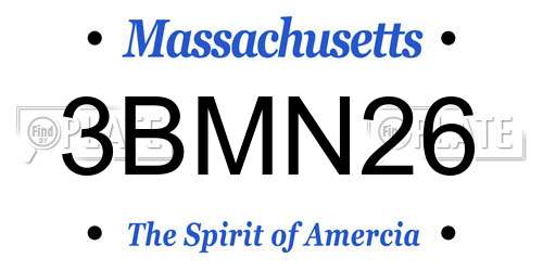 3BMN26 Massachusetts License Plate