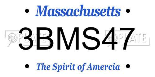 3BMS47 Massachusetts License Plate