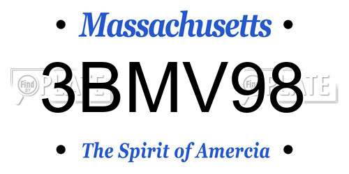 3BMV98 Massachusetts License Plate