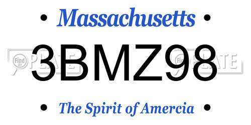 3BMZ98 Massachusetts License Plate
