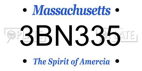3BN335 Massachusetts License Plate