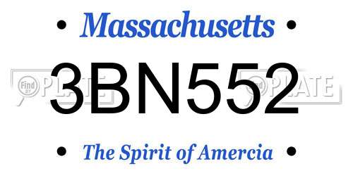 3BN552 Massachusetts License Plate