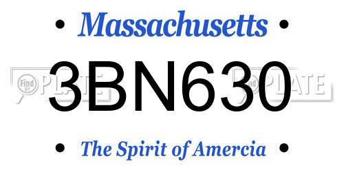 3BN630 Massachusetts License Plate