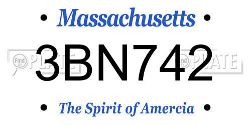 3BN742 Massachusetts License Plate