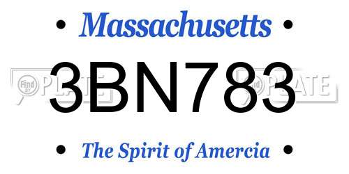 3BN783 Massachusetts License Plate