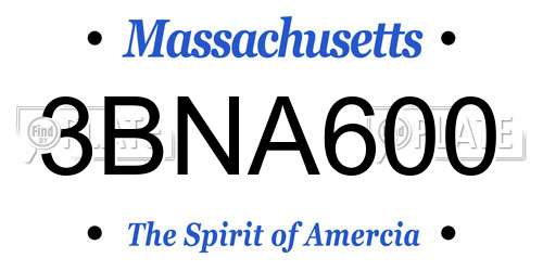 3BNA600 Massachusetts License Plate