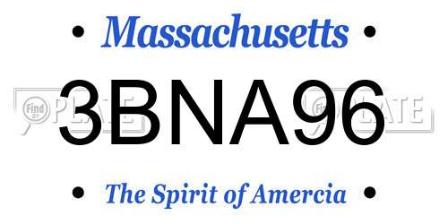 3BNA96 Massachusetts License Plate