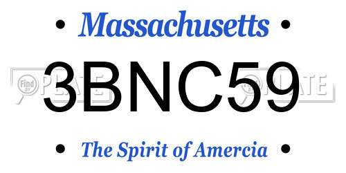 3BNC59 Massachusetts License Plate