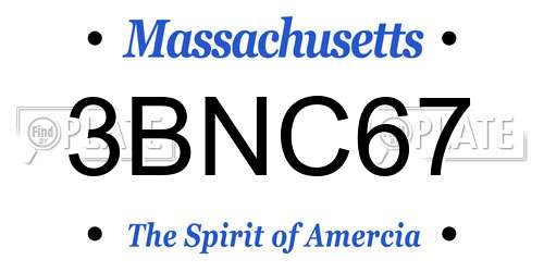 3BNC67 Massachusetts License Plate
