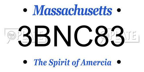 3BNC83 Massachusetts License Plate