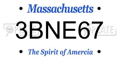 3BNE67 Massachusetts License Plate