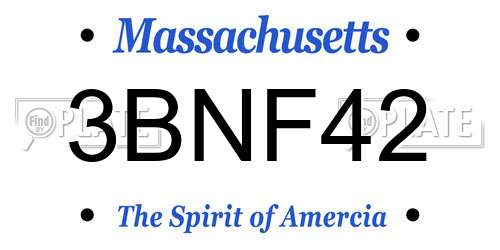 3BNF42 Massachusetts License Plate