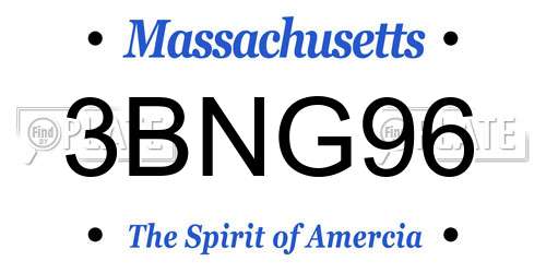 3BNG96 Massachusetts License Plate