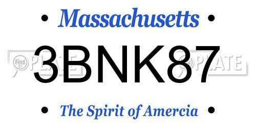 3BNK87 Massachusetts License Plate