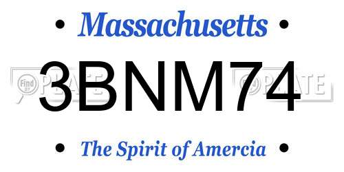 3BNM74 Massachusetts License Plate