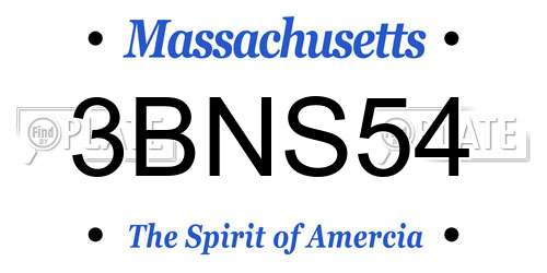 3BNS54 Massachusetts License Plate