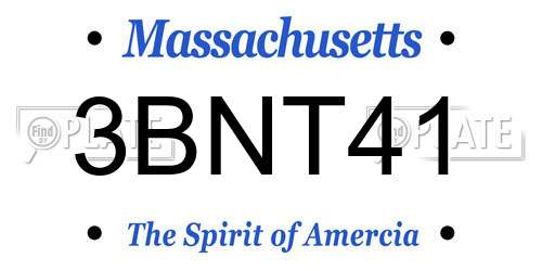 3BNT41 Massachusetts License Plate