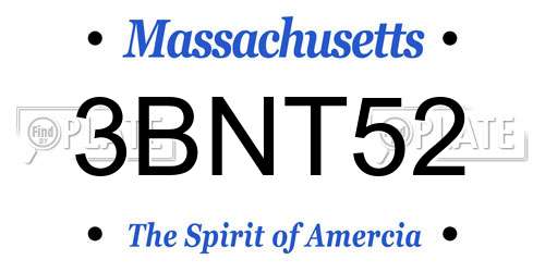 3BNT52 Massachusetts License Plate