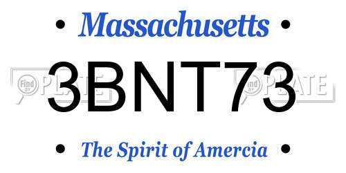 3BNT73 Massachusetts License Plate