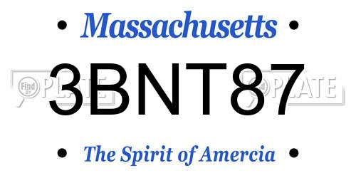 3BNT87 Massachusetts License Plate