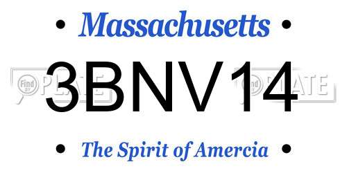 3BNV14 Massachusetts License Plate