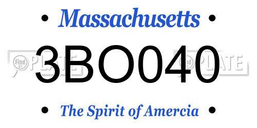 3BO040 Massachusetts License Plate