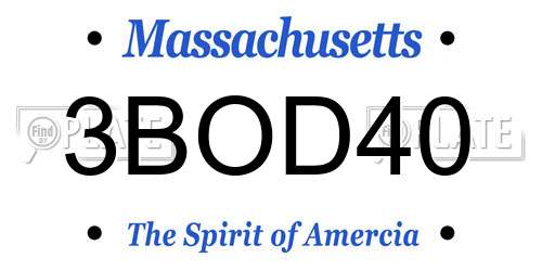 3BOD40 Massachusetts License Plate