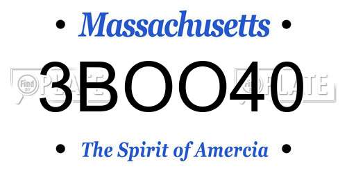 3BOO40 Massachusetts License Plate