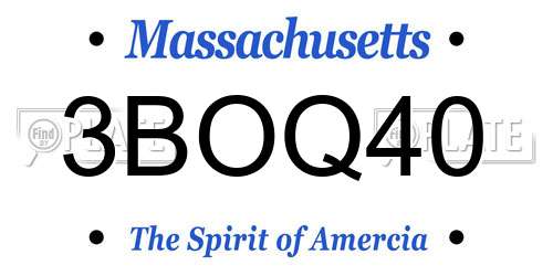 3BOQ40 Massachusetts License Plate