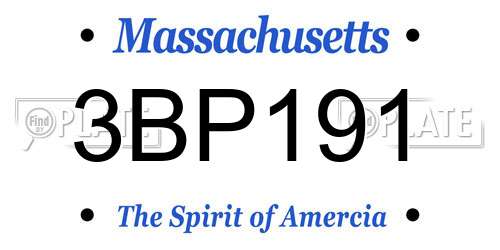3BP191 Massachusetts License Plate