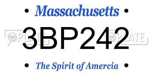 3BP242 Massachusetts License Plate