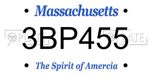 3BP455 Massachusetts License Plate