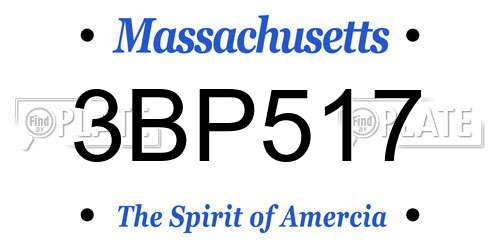 3BP517 Massachusetts License Plate
